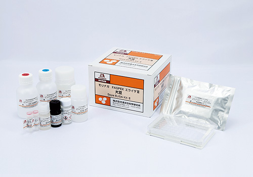Soya ELISA KitⅡ is sandwich enzyme immunoassay for the quantitative determination of soy protein in processed or unprocessed foods.<br>Our original extraction solution enables target protein to solubilize even though it was insolubilized by food processing.<br>The extraction solution is identical for all of our ELISA KitⅡ.<br>An extraction procedure is simple and also the same as all ELISA KitⅡ.