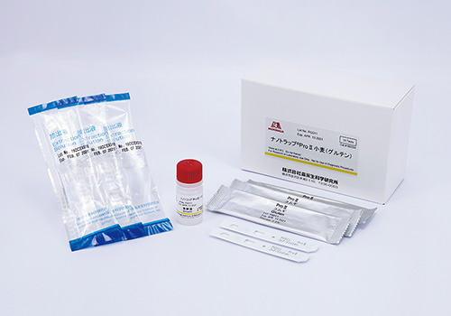 Rapid Test ProⅡ for Gluten is a qualitative test kit using a lateral flow device.<br>It is designed for the quick detection of gluten ( or wheat protein ) from allergenic ingredients in unprocessed and processed food